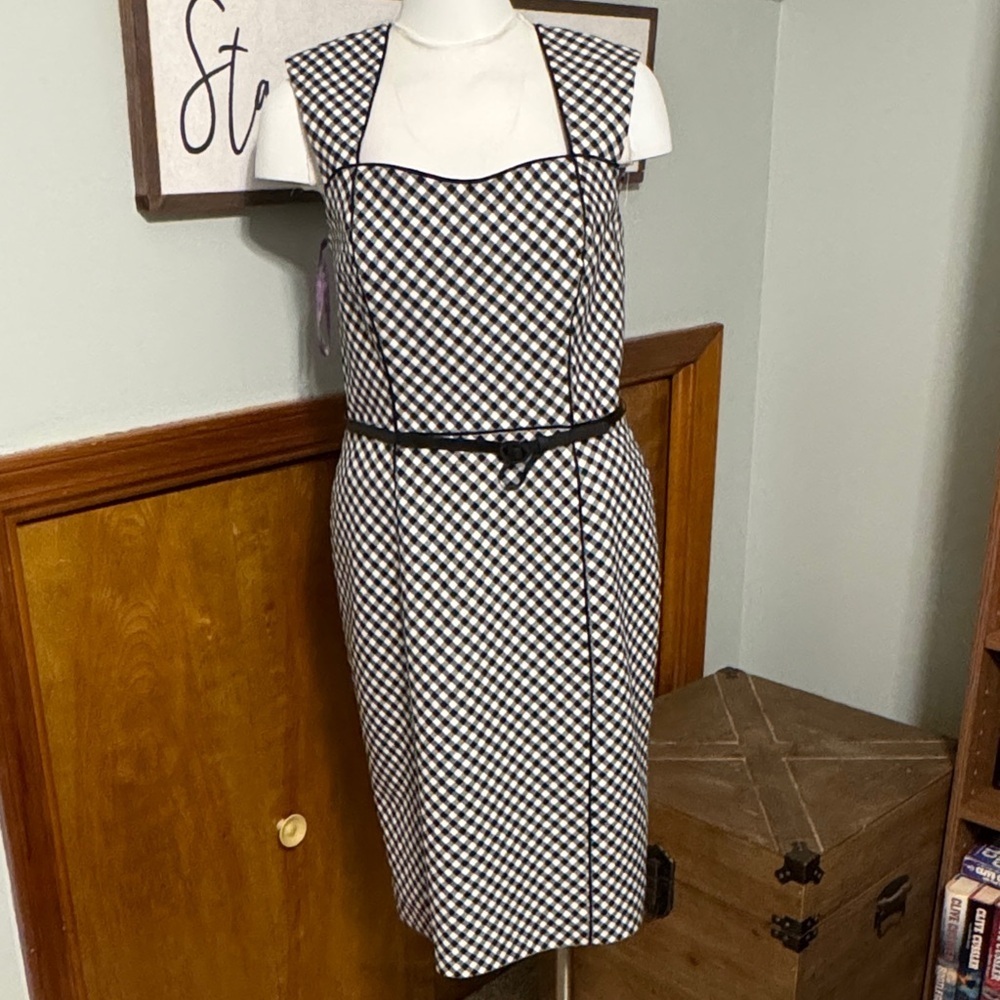 White House, Black Market Elegant Black and White Checkered Women's dress